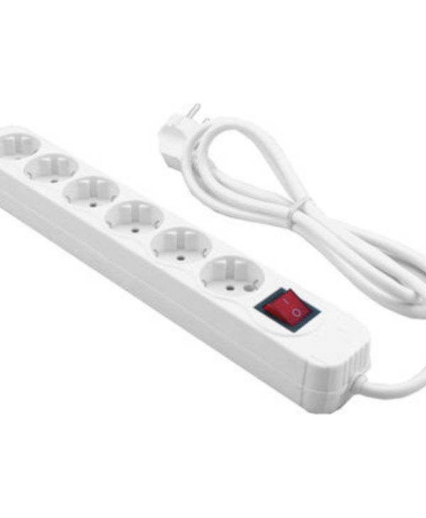 MediaRange Socket Strip 6-Way Schuko with Power Switch & Child Protection 1.4m White MRCS206