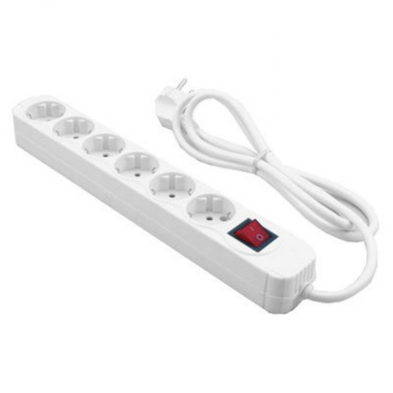 MediaRange Socket Strip 6-Way Schuko with Power Switch & Child Protection 1.4m White MRCS206