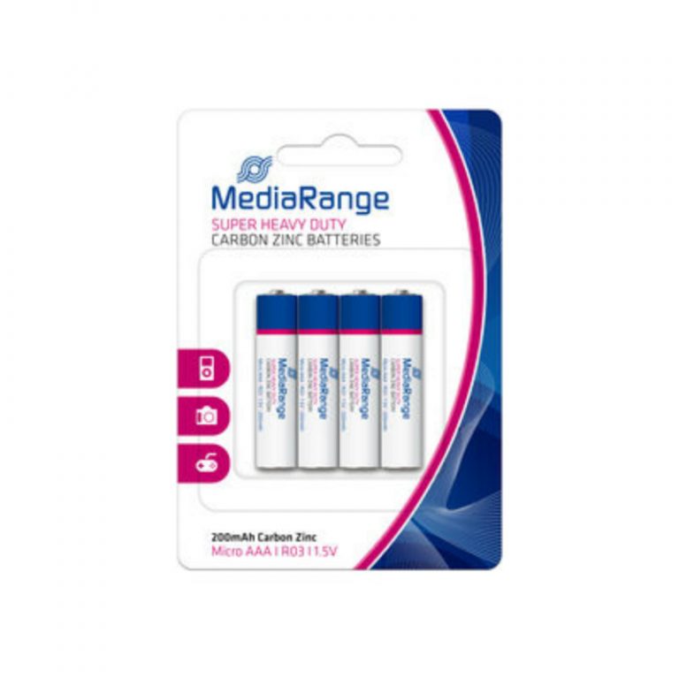MediaRange Super Heavy Duty Carbon-Zinc Batteries Micro AAA R03 1.5V 4Pack MRBAT141