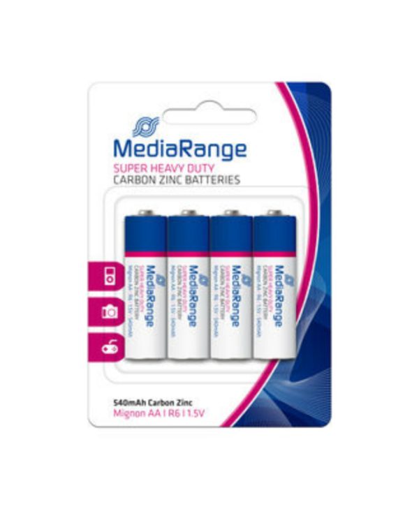 MediaRange Super Heavy Duty Carbon-Zinc Batteries Mignon AA R6 1.5V 4Pack MRBAT144