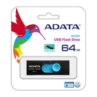 ADATA UV320 64GB USB 3.0 Black/Blue AUV320-64G-RBKBL - Image 3