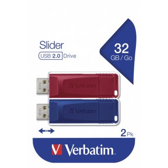 Verbatim Slider 32GB USB 2.0 Multipack Red+Blue 49327