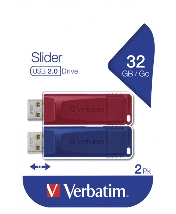 Verbatim Slider 32GB USB 2.0 Multipack Red+Blue 49327