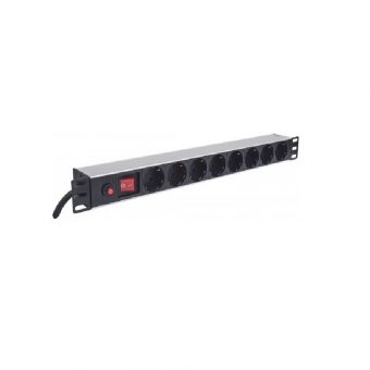 Intellinet 713986 19" Rack Mount Power Strip 8 Schuko with Switch & Overload Protection Black 766623713986