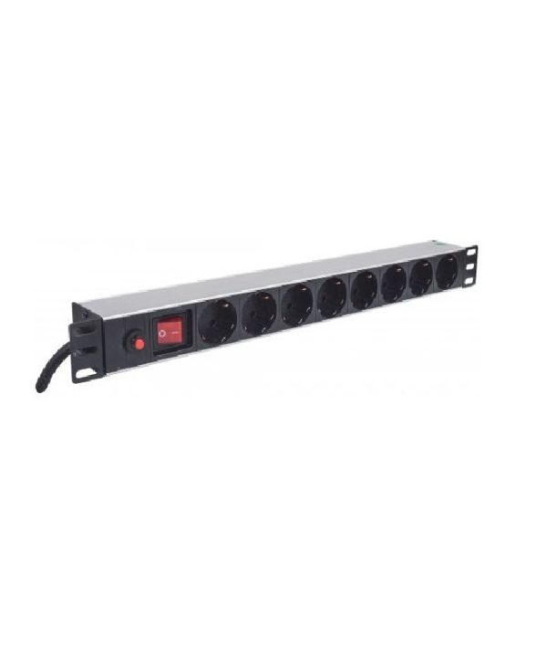Intellinet 713986 19" Rack Mount Power Strip 8 Schuko with Switch & Overload Protection Black 766623713986