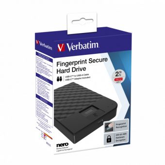 Verbatim Fingerprint Secure Portable Hard Drive 2TB USB 3.1 Black 53651 - Image 6