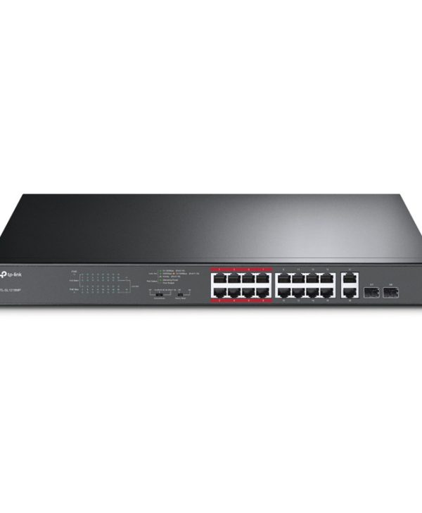 TP-Link 16-Port 10/100Mbps + 2-Port Gigabit Unmanaged PoE Switch TL-SL1218MP v1