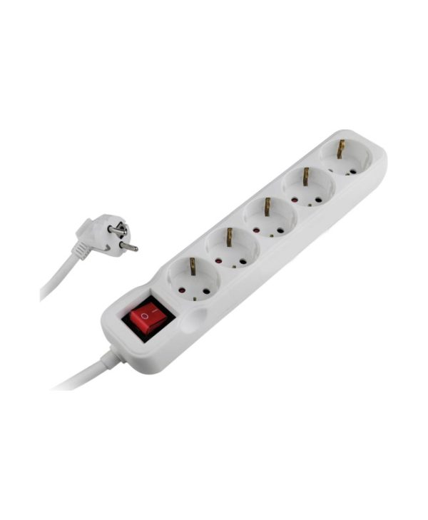 OEM Πολύπριζο 5 Θέσεων με Διακόπτη Λευκό 5m 27091