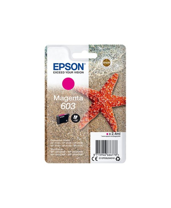 Epson 603 Magenta Ink 2.4ml C13T03U34010