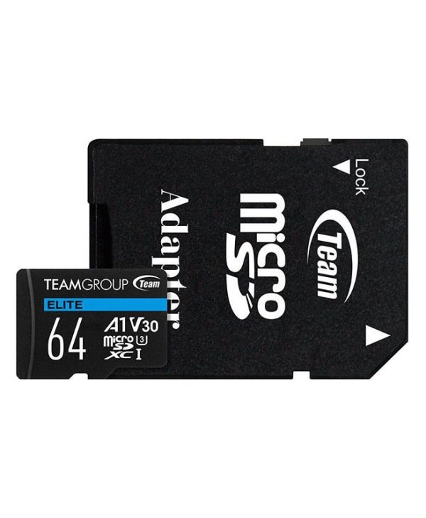 TeamGroup Elite R90/W45 microSDXC 64GB Class 10 UHS-I U3 with Adapter TEAUSDX64GIV30A103