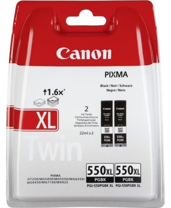 Canon PGI-550PGBK XL Ink Black Twin Pack 1K Pgs 6431B005