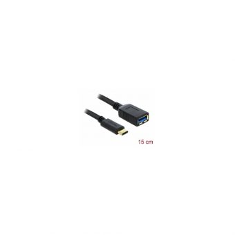 DeLock Adapter SuperSpeed USB 3.0 Type-C Male - USB 3.0 Type-A Female 0.15m Black 65634
