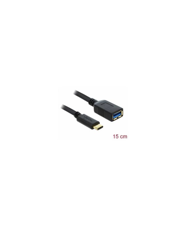 DeLock Adapter SuperSpeed USB 3.0 Type-C Male - USB 3.0 Type-A Female 0.15m Black 65634
