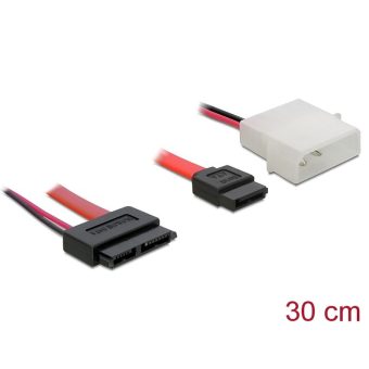 DeLock Cable Slim Sata Female - Sata 7-Pin + 2-Pin Power Male 0.3m 84390