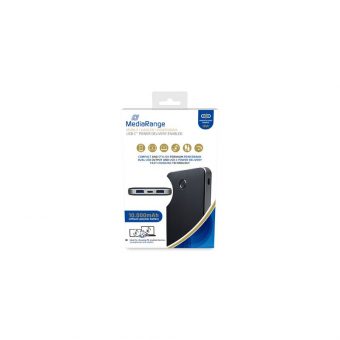 MediaRange Power Bank USB-C Mobile Fast Charger 10.000mAh Black/Silver MR753 - Image 3