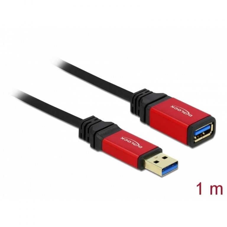 DeLock Extension Cable USB 3.0 Type-A Male – USB 3.0 Type-A Female 1m Premium Black 82752