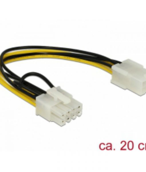 DeLock Power Cable PCI Express 6-Pin Female – PCI Express 8-Pin Male 0.2m 83775