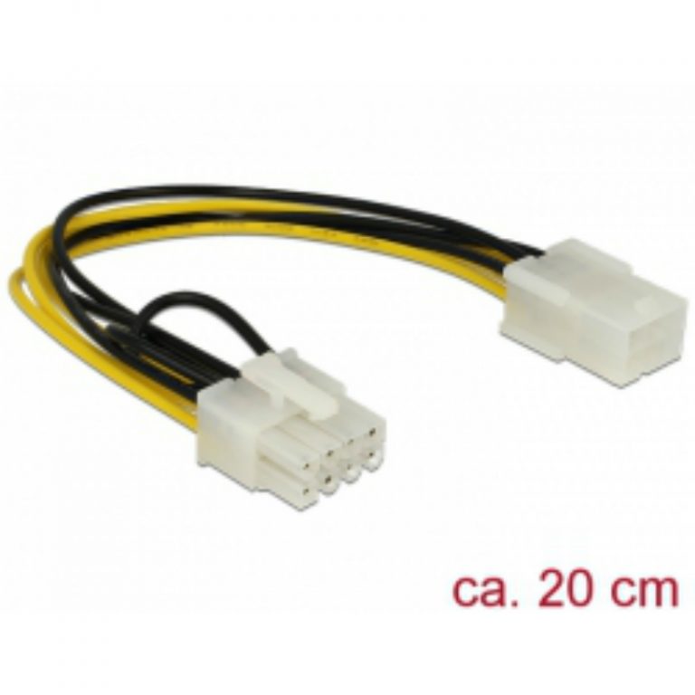 DeLock Power Cable PCI Express 6-Pin Female – PCI Express 8-Pin Male 0.2m 83775