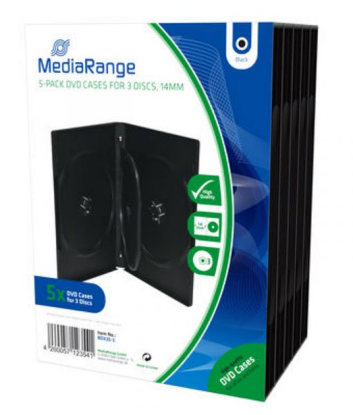 MediaRange DVD Case for 3 Discs 14mm 5-Pack Black BOX35-3