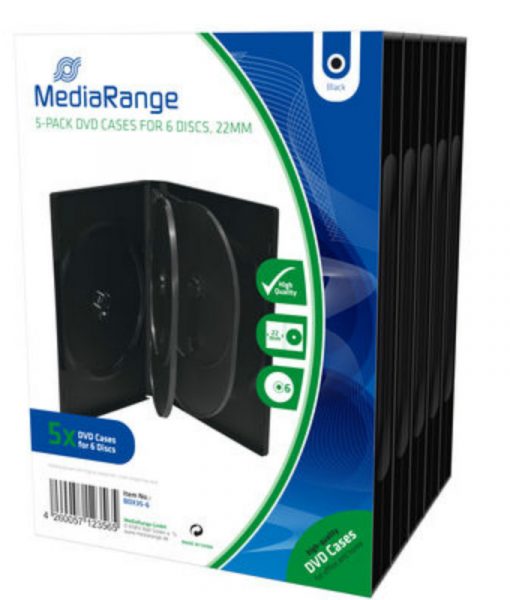 MediaRange DVD Case for 6 Discs 22mm 5-Pack Black BOX35-6