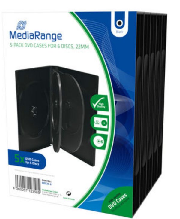 MediaRange DVD Case for 6 Discs 22mm 5-Pack Black BOX35-6