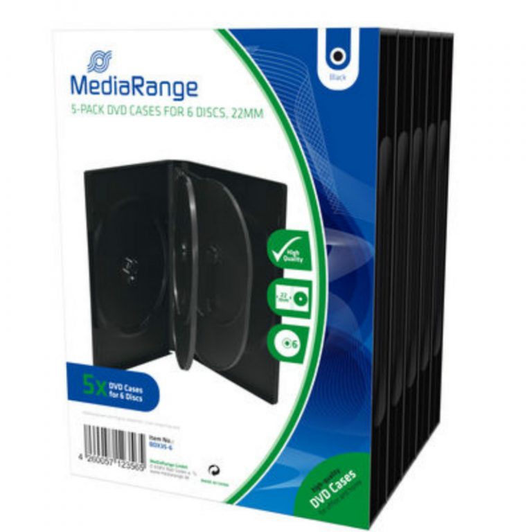 MediaRange DVD Case for 6 Discs 22mm 5-Pack Black BOX35-6