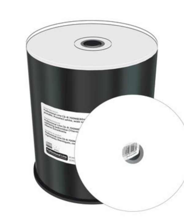 MediaRange Professional Line CD-R 700MB 52x Full Surface Printable White 100 Pack Cake MRPL506-C
