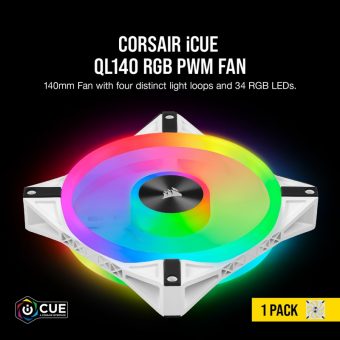Corsair iCUE QL140WH RGB 14cm 4-Pin PWM White CO-9050105-WW - Image 3