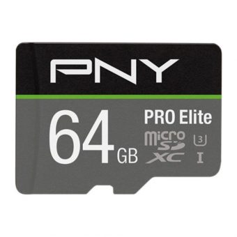 PNY Pro Elite R100 MicroSDXC 64GB UHS-I U3 A1 Class 10 + SD Adapter P-SDU64GV31100PRO-GE