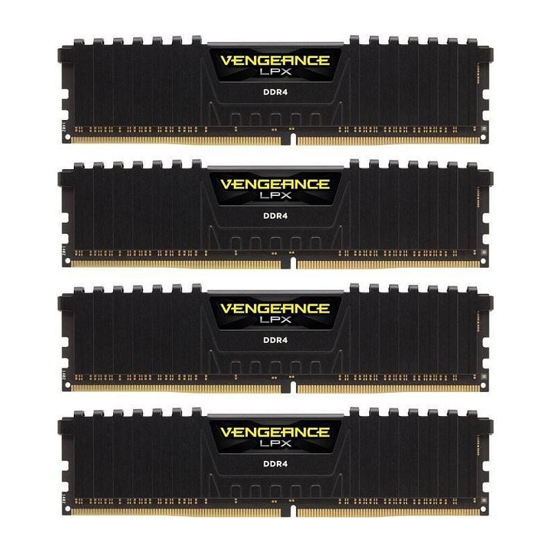 1 Corsair Vengeance LPX 64GB (4x16GB) 3200MHz DDR4 Black CMK64GX4M4E3200C16 - Image 1