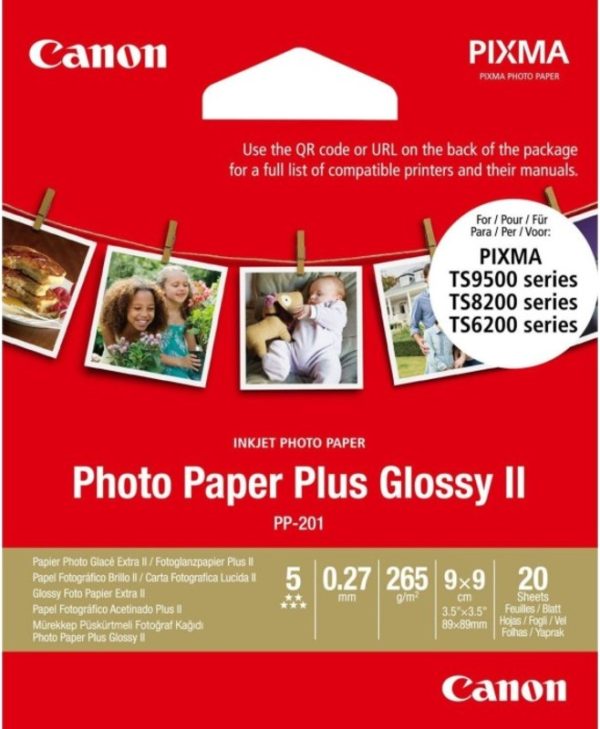 Canon PP-201 Inkjet Photo Paper Plus Glossy II 9x9cm 265gr 20Sheets 2311B070