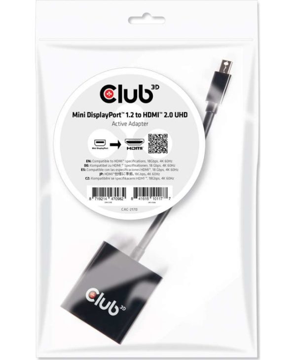Club3D Adapter Mini Displayport Male to HDMI Female Black CAC-2170