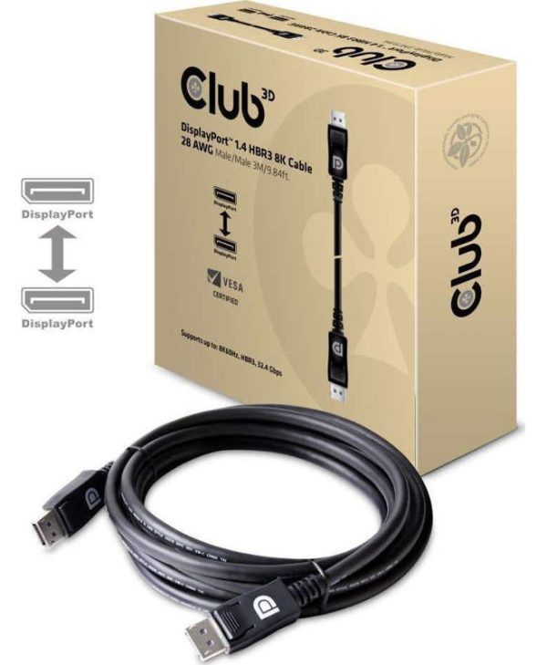 Club3D Displayport 1.4 Male to Displayport 1.4 Male 8K HBR3 3m Black CAC-1060