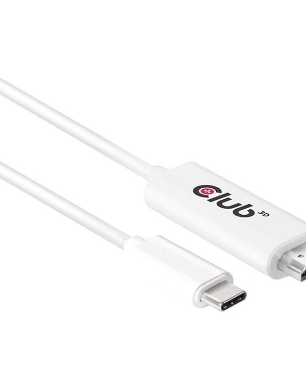 Club3D Cable USB 3.1 Type-C Male to HDMI 2.0 Male 1.8m White CAC-1514