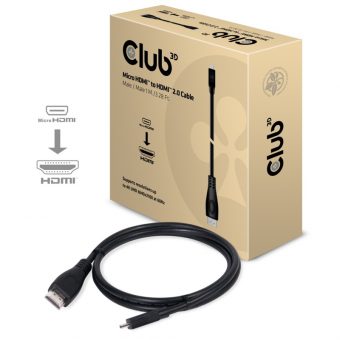 Club3D Cable Micro HDMI Male to HDMI 2.0 Male 1m Black CAC-1351