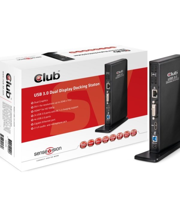 Club3D USB 3.2 Gen1 Dual Display Docking Station Black CSV-3242HD