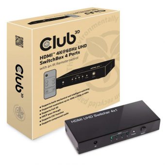 Club3D Adapter HDMI 2.0 UHD Switchbox 4-Port Black CSV-1370