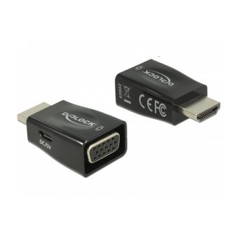 Delock Adapter HDMI Male to VGA Female Black 65902