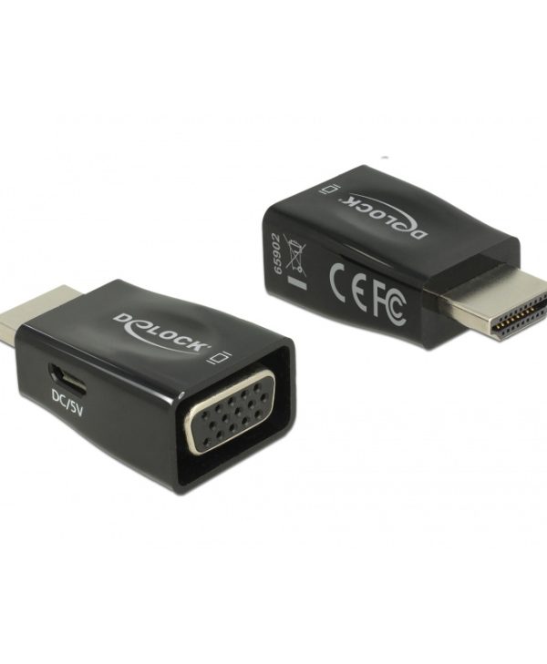 Delock Adapter HDMI Male to VGA Female Black 65902