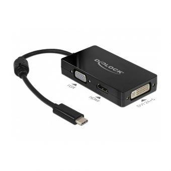Delock Adapter USB Type-C Male to VGA/HDMI/DVI Female Black 63925