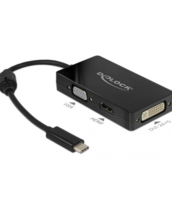 Delock Adapter USB Type-C Male to VGA/HDMI/DVI Female Black 63925