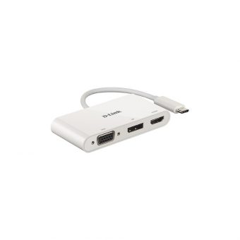 D-Link DUB-V310 3-in-1 USB 3.0 Type-C to HDMI/VGA/Displayport Docking Station White