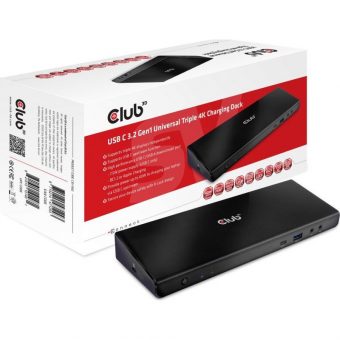 Club3D USB 3.1 Type-C Universal Triple 4K Docking Station Black CSV-1562