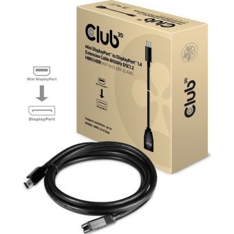 Club3D Cable Mini Displayport 1.4 Male to Displayport 1.2 Female 1m Black CAC-1121