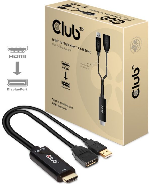 Club3D Adapter HDMI 2.0 Male to Displayport 1.2 Female Black CAC-1331