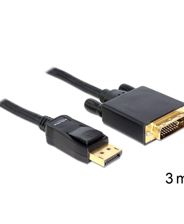 Delock Cable Displayport 1.3 Male to DVI-D Male 3m Black 82592