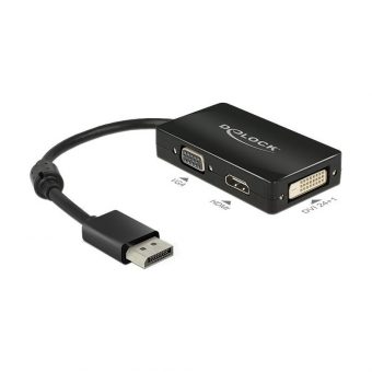 Delock Adapter Displayport 1.1 Male to VGA/DVI/HDMI Female Black 62656
