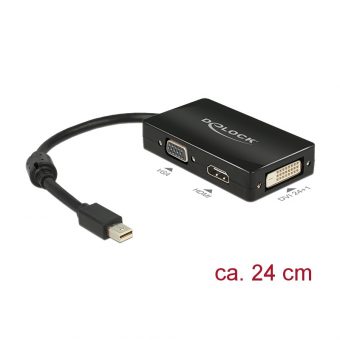 Delock Adapter Mini Displayport 1.1 Male to VGA/DVI/HDMI Female Black 62631