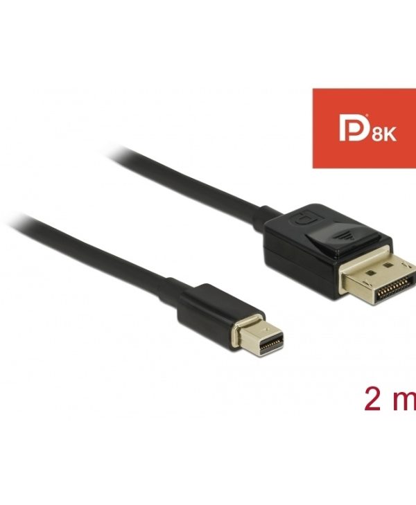 Delock Cable Mini Displayport Male to Displayport Male 2m Black 84928
