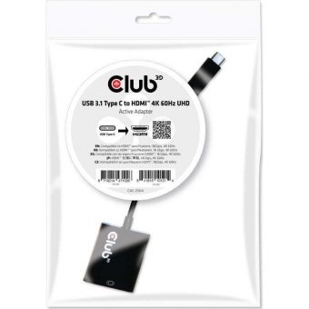 Club3D Adapter USB 3.1 Type-C Male to HDMI 2.0 Female Black CAC-2504 - Image 2